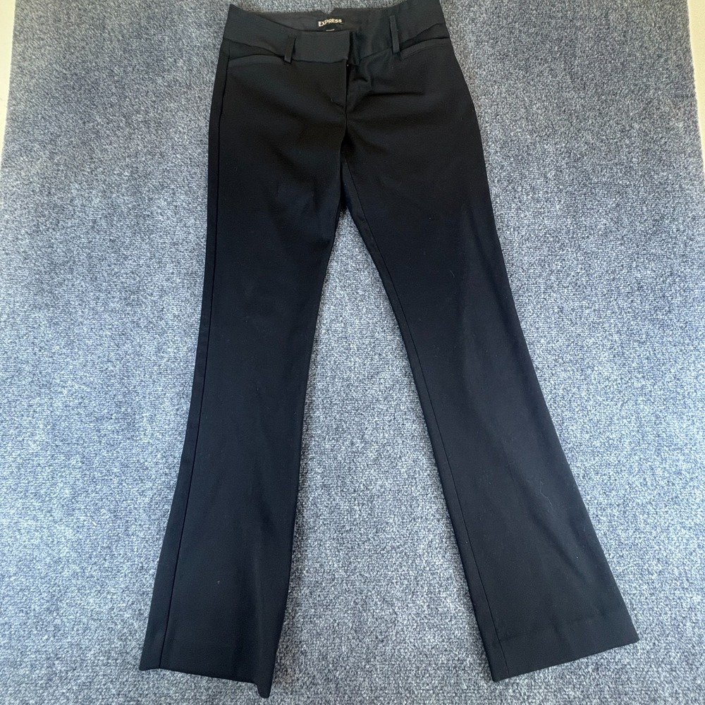 Express Columnist Dress Pants Women 28x31.5 Black Stretch Flat Front Bootcut Leg